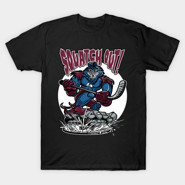 Squatch Out Hockey Player Mascot T-Shirt by eShirtLabs